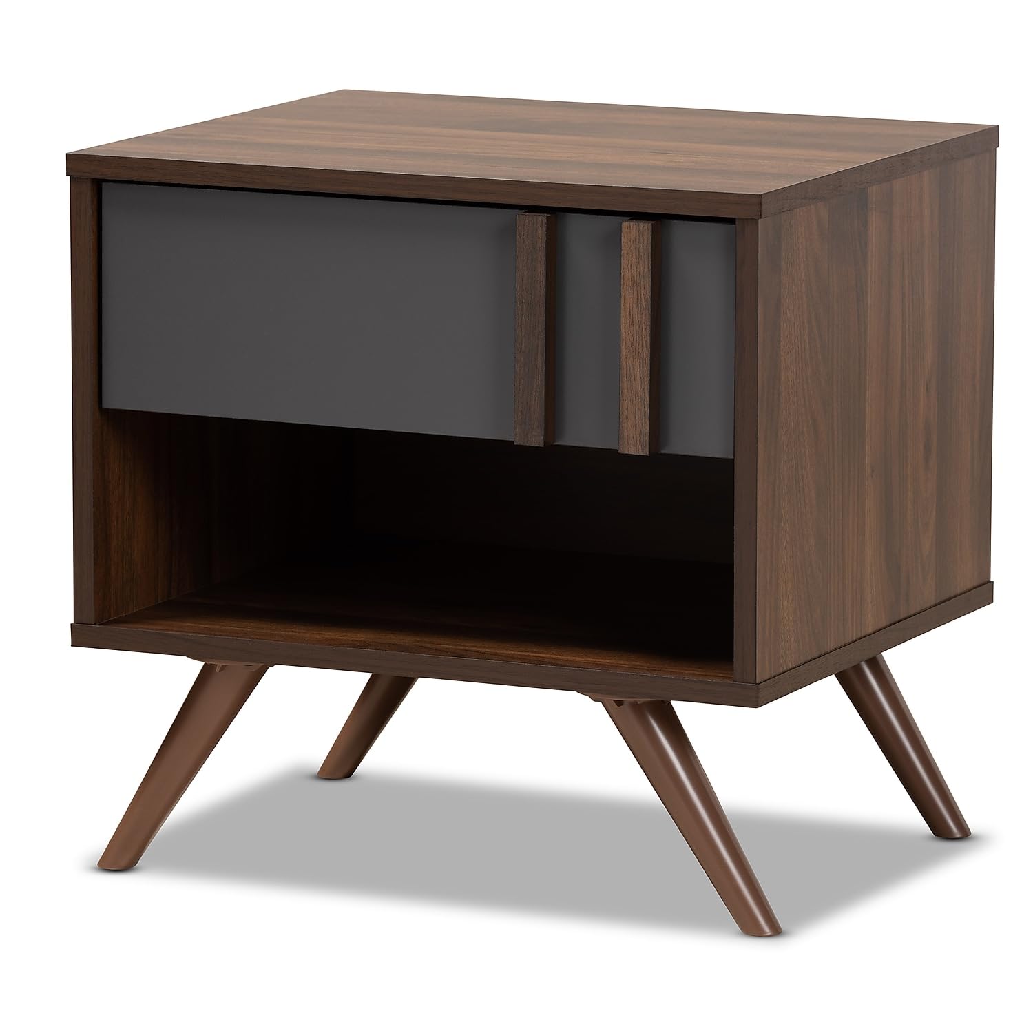 Baxton Studio Naoki 18.5-inch High 1-Drawer Nightstand, Grey and Walnut (168-10757-HiT)